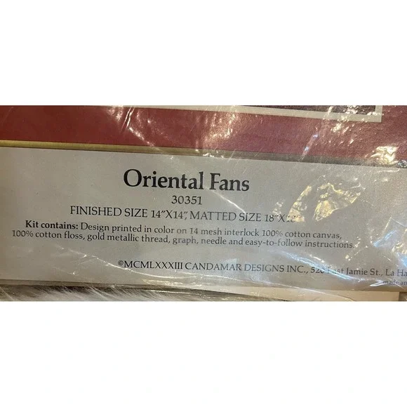 Candamar Something‎ Special Open Work Needlepoint Kit Oriental Fans 30351 NOS - Picture 4 of 4